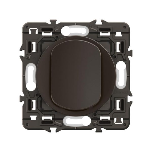 Interrupteur ou va-et-vient lumineux 10A (voyant fourni) Céliane - Noir avec support, à équiper d'une plaque