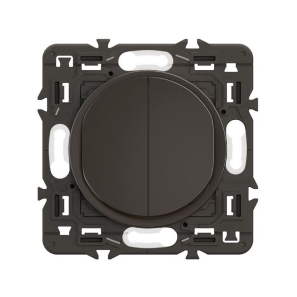 Double poussoir 6A Céliane - Noir avec support, à équiper d'une plaque