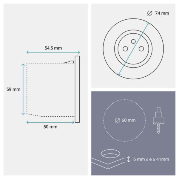 Anneau pour fixation Disq60 Incara sur revêtement souple pour garantir la stabilité du produit