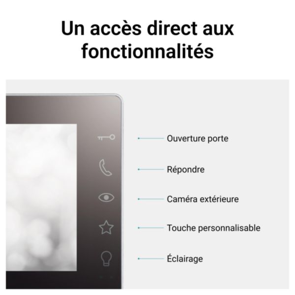 Visiophone Easy Kit Plus avec écran 7pouces noir effet miroir et platine de rue