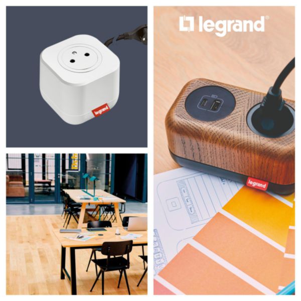 Incara Electr'On double prise de courant Surface mobile à composer - 2 postes finition noir