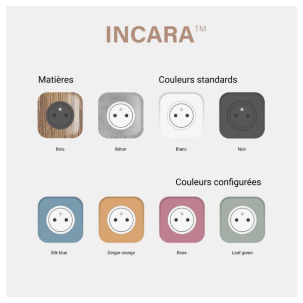 Incara Electr'On double prise de courant Surface mobile à composer - 2 postes finition noir