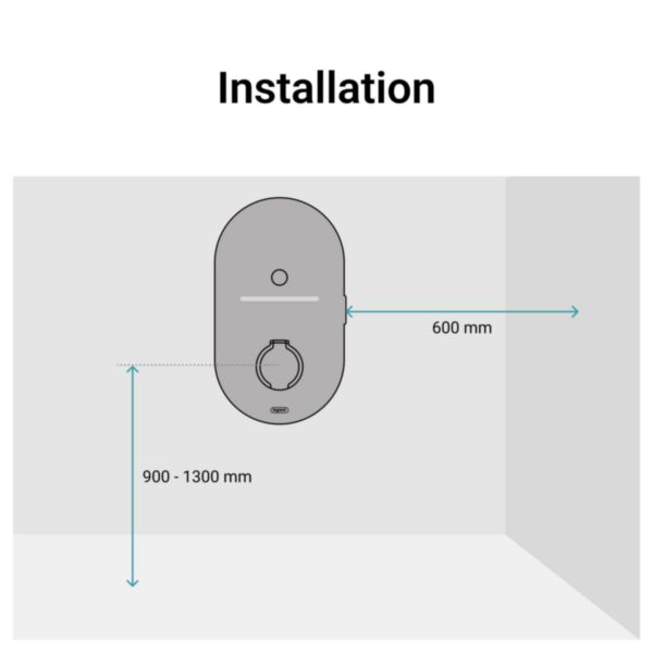 Borne de recharge Green'up Home triphasée AC 22kW - Mode 3 - avec disjoncteur diff. et déclencheur à émission
