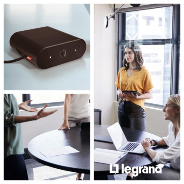 Incara Link'On rallonge mobile multiprises équipée de 6 prises 2P+T finition noir avec cordon 2,5m et fiche 2P+T