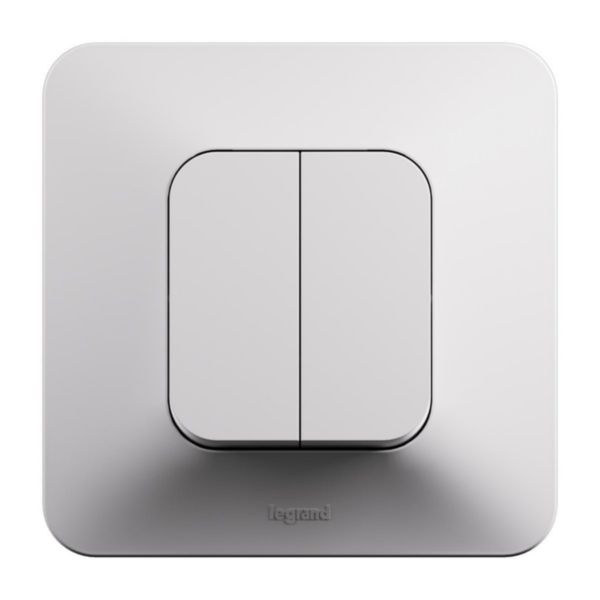 Double interrupteur ou va-et-vient Neptune 10A - Bornes automatiques - Finition blanche - Emballage brochable