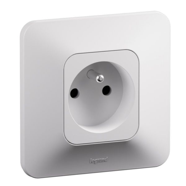 Prise de courant avec terre Neptune - Bornes automatiques - Finition blanche - Emballage brochable