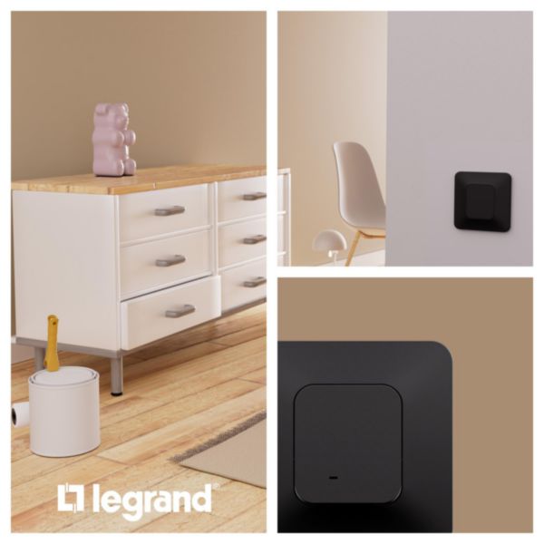 Poussoir lumineux avec voyant fourni Neptune 6A Bornes automatiques - Finition Noire