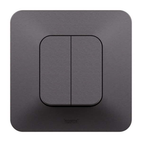 Double interrupteur ou va-et-vient Neptune 10A Bornes automatiques - Finition Noire
