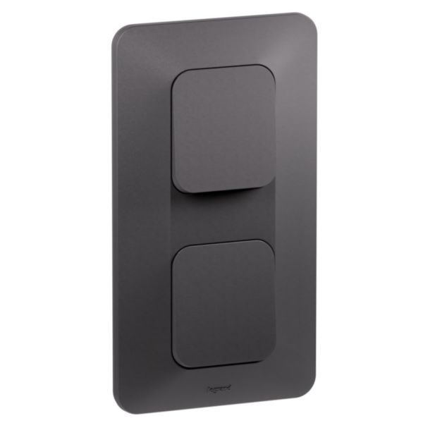 Double interrupteur ou va-et-vient Neptune 10A Vertical Bornes automatiques- Finition Noire