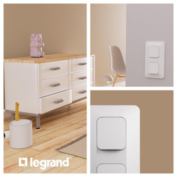 Double interrupteur ou va-et-vient Neptune 10A Vertical Bornes automatiques- Finition blanche