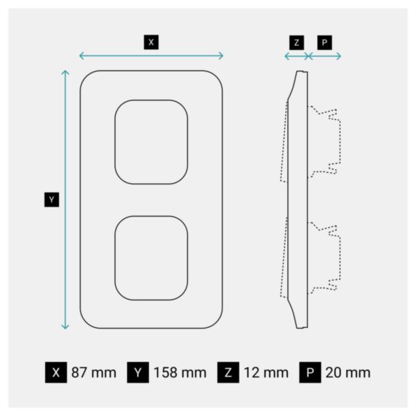 Double interrupteur ou va-et-vient Neptune 10A Vertical Bornes automatiques- Finition Noire