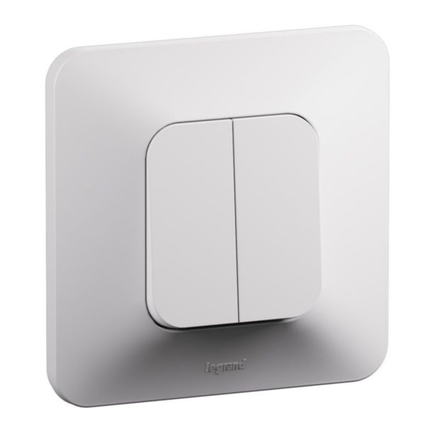Interrupteur ou va-et-vient + poussoir Neptune Bornes automatiques - Finition blanche