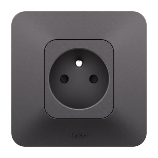 Prise de courant avec terre 2P+T Neptune 16A Bornes automatiques - Finition Noire