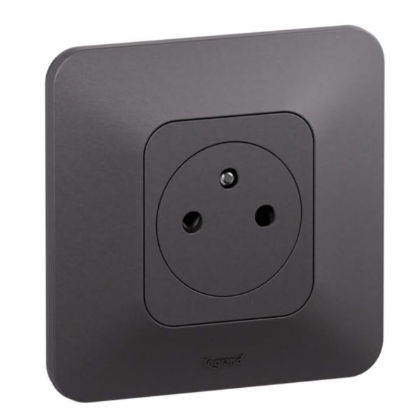 Prise de courant avec terre 2P+T Surface Neptune 16A Bornes automatiques - Finition Noire