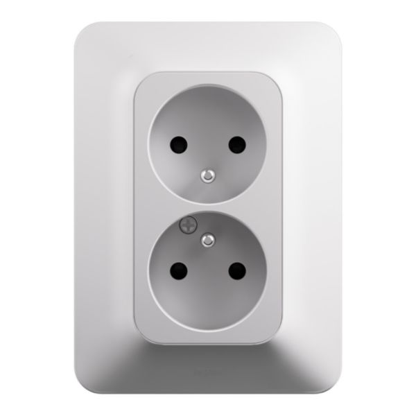 Double prise de courant avec terre 2P+T 1 poste Neptune 16A Bornes à vis - Finition blanche