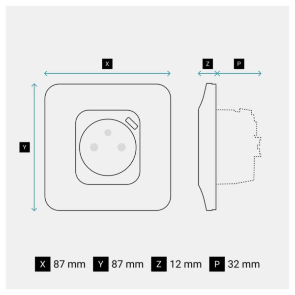 Prise de courant avec chargeur USB Type-C 7,5W Neptune complet - Finition Noire