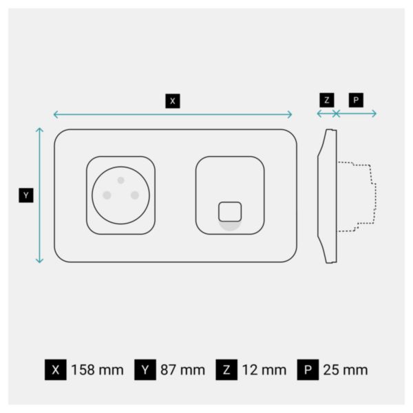 Prise de courant 2P+T + prise RJ45 catégorie 6 FTP Neptune Bornes automatiques- Finition blanche