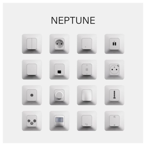 Interrupteur ou va-et-vient Neptune 10A - Bornes automatiques - Finition blanche