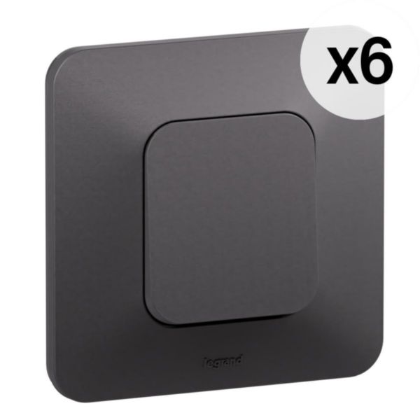 Lot de 6 interrupteurs ou va-et-vient Neptune 10A - Finition Noire