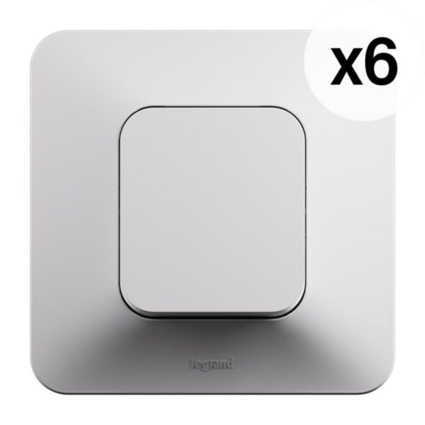 Lot de 6 interrupteurs ou va-et-vient Neptune 10A - Finition blanche
