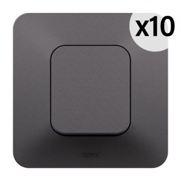 Lot de 10 interrupteurs ou va-et-vient Neptune 10A - Finition Noire