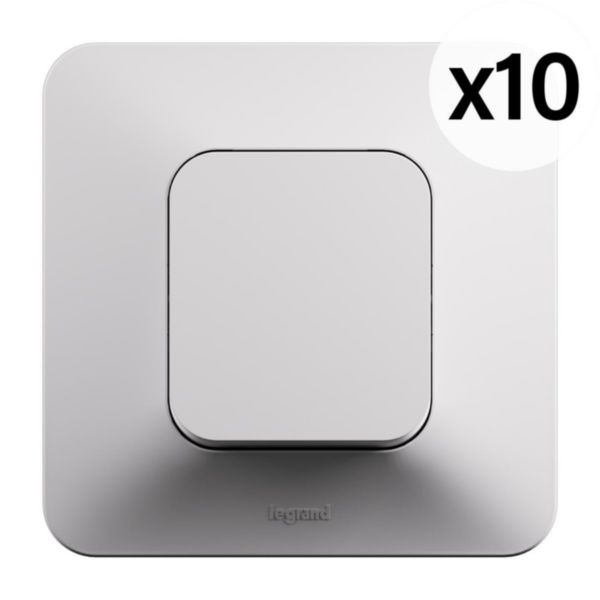 Lot de 10 interrupteurs ou va-et-vient Neptune 10A - Finition blanche