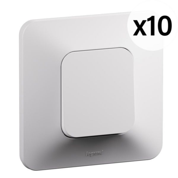 Lot de 10 interrupteurs ou va-et-vient Neptune 10A - Finition blanche