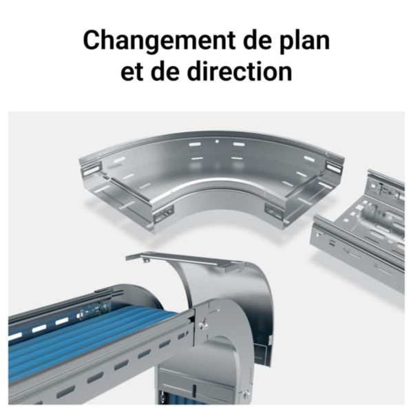 Chemin de câbles tôle pleine avec bord sécurité P31 Mâle/Femelle - hauteur 100mm, largeur 300mm et longueur 3m - finition GC