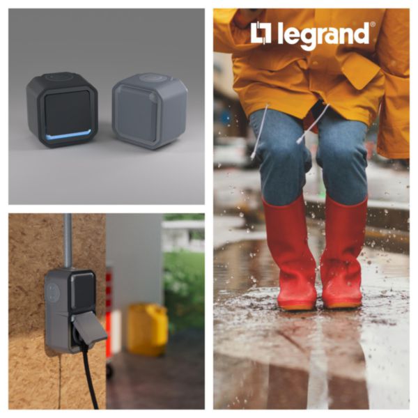 Interrupteur bipolaire étanche Plexo 10AX 250V IP55 IK08 avec enjoliveur gris