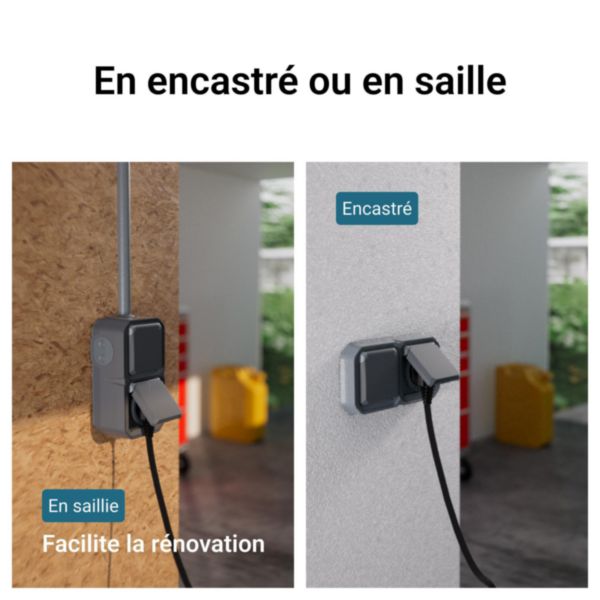 Interrupteur bipolaire étanche Plexo 10AX 250V IP55 IK08 avec enjoliveur gris