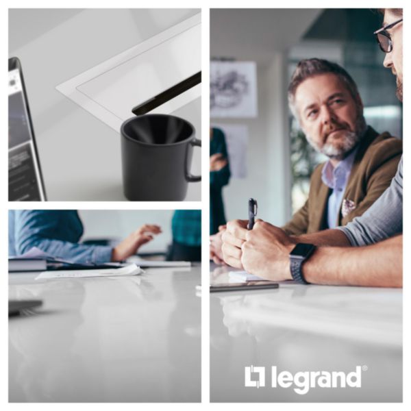 Boîtier Top Access Incara 385mm finition noir pour ranger une nourrice ou un bloc multiprise - à encastrer