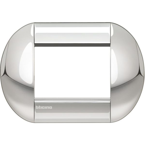 Plaque elliptique LivingLight métal 3 modules - chrome