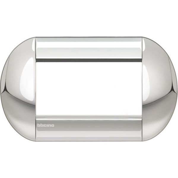 Plaque elliptique LivingLight métal 4 modules - chrome