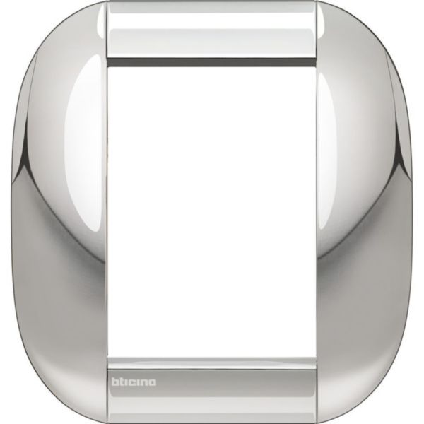 Plaque elliptique LivingLight métal 3+3 modules - chrome