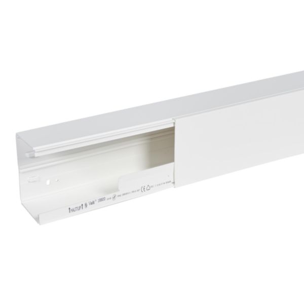 Goulotte de distribution Viadis 1 compartiment 120x80mm et longueur 2m livrée avec couvercle et film de protection blanc Artic
