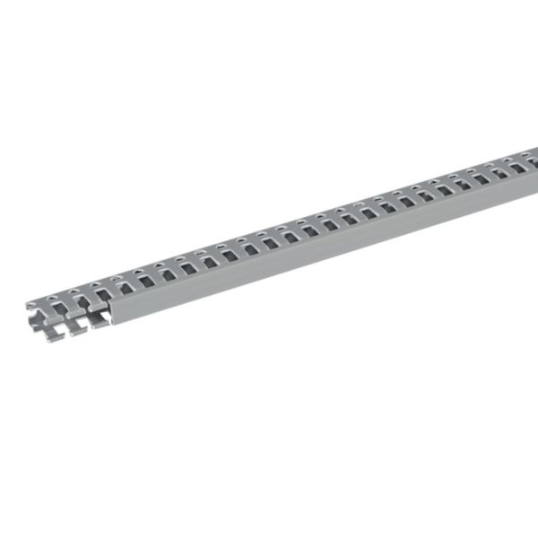 Goulotte de câblage 15x25mm - Fond + couvercle 2m - Découpe latérale - Sécabilité rapide à la main ou à la pince coupante - PVC Gris