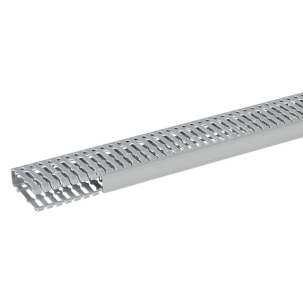 Goulotte de câblage 25x80mm - Fond + couvercle 2m - Découpe latérale - Sécabilité rapide à la main ou à la pince coupante - PVC Gris