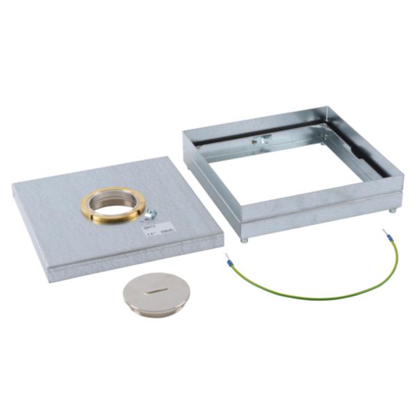 Boîte de sol affleurante IP44 pour carrelage ou marbre 18mm à 24mm d'épaisseur avec sortie de câble centrale