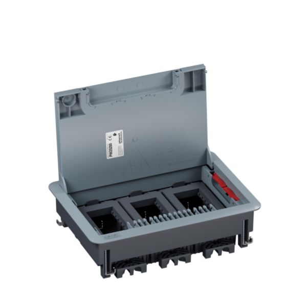 Boîte de sol Logix 12 modules horizontaux avec couvercle recouvrant plastique - pour plancher technique