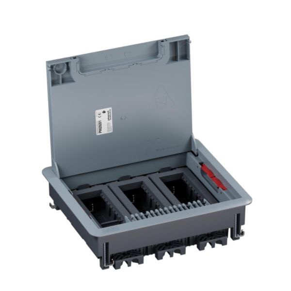 Boîte de sol Logix 18 modules horizontaux avec couvercle recouvrant plastique - pour plancher technique