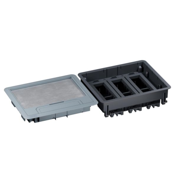Boîte de sol Logix 18 modules horizontaux avec couvercle recouvrant plastique - pour plancher technique