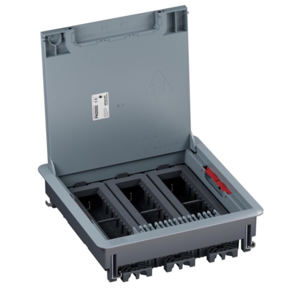 Boîte de sol Logix 24 modules horizontaux avec couvercle recouvrant plastique - pour plancher technique