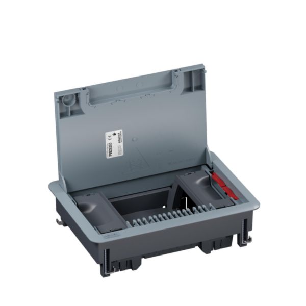 Boîte de sol Logix 8 modules verticaux avec couvercle recouvrant plastique - pour plancher technique