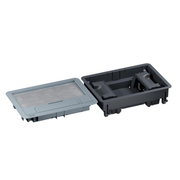 Boîte de sol Logix 8 modules verticaux avec couvercle recouvrant plastique - pour plancher technique