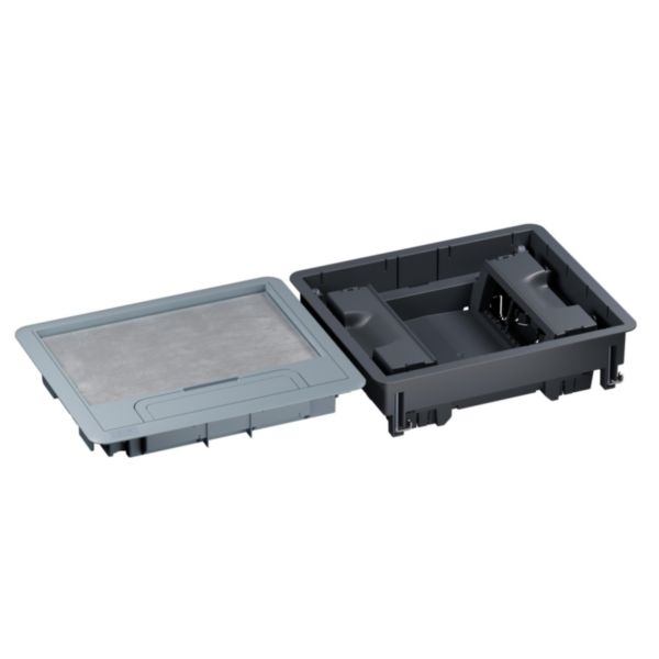 Boîte de sol Logix 12 modules verticaux avec couvercle recouvrant plastique - pour plancher technique