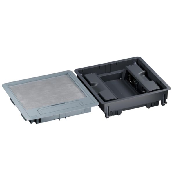 Boîte de sol Logix 16 modules verticaux avec couvercle recouvrant plastique - pour plancher technique