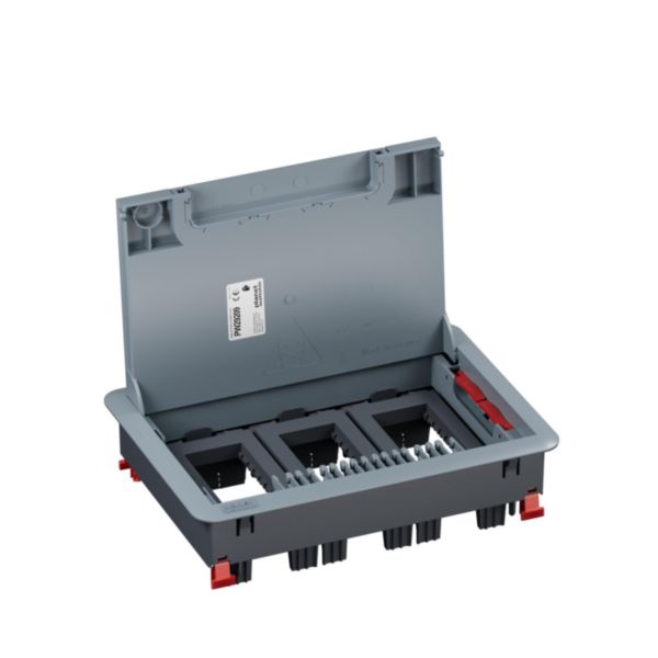 Boîte de sol Logix 12 modules horizontaux avec couvercle recouvrant plastique - hauteur réglable 76-250mm - pour sol béton