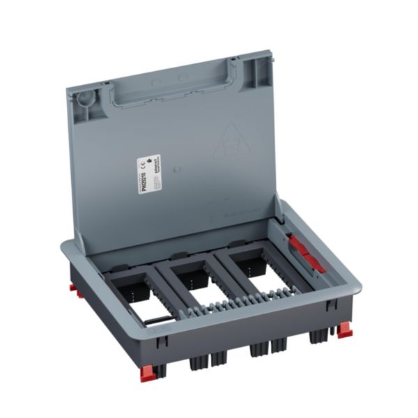Boîte de sol Logix 18 modules horizontaux avec couvercle recouvrant plastique - hauteur réglable 76-250mm - pour sol béton