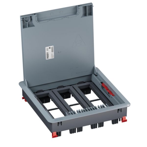 Boîte de sol Logix 24 modules horizontaux avec couvercle recouvrant plastique - hauteur réglable 76-250mm - pour sol béton