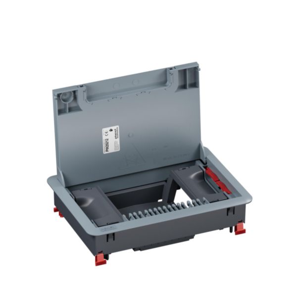 Boîte de sol Logix 8 modules verticaux avec couvercle recouvrant plastique - pour sol béton